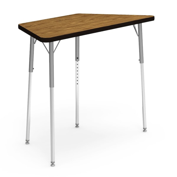 Virco 20.75 in. W, 48 in. L, 22-30 in. H, Medium Oak Top / Black Edge 48TRAP48 - main